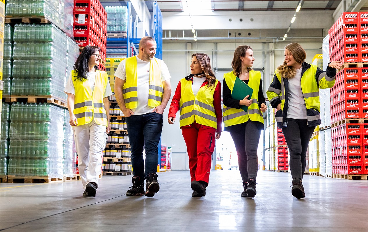 Five Employees in the warehouse